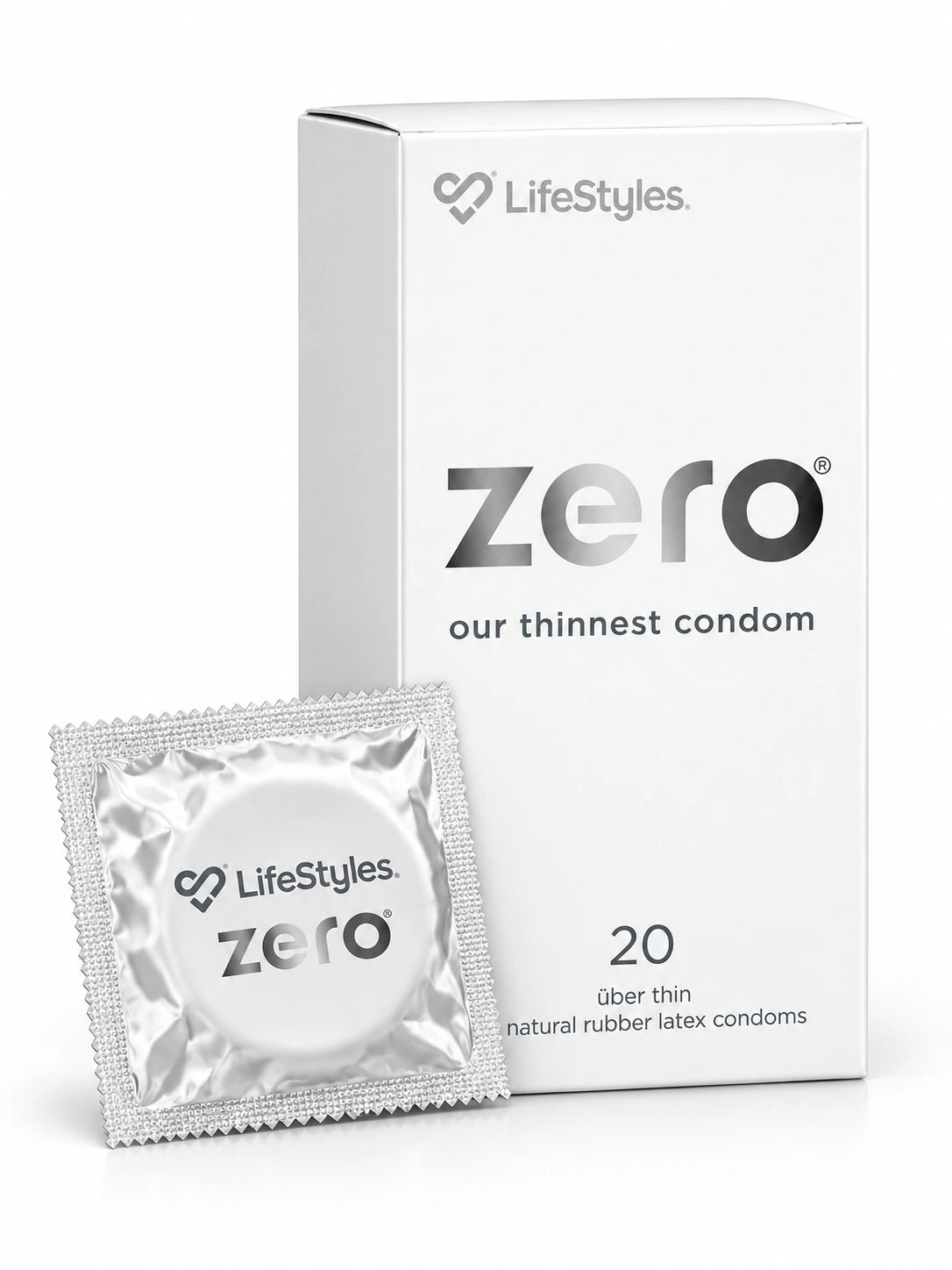 Ansell Zero Condoms 20 Pack with condom foil