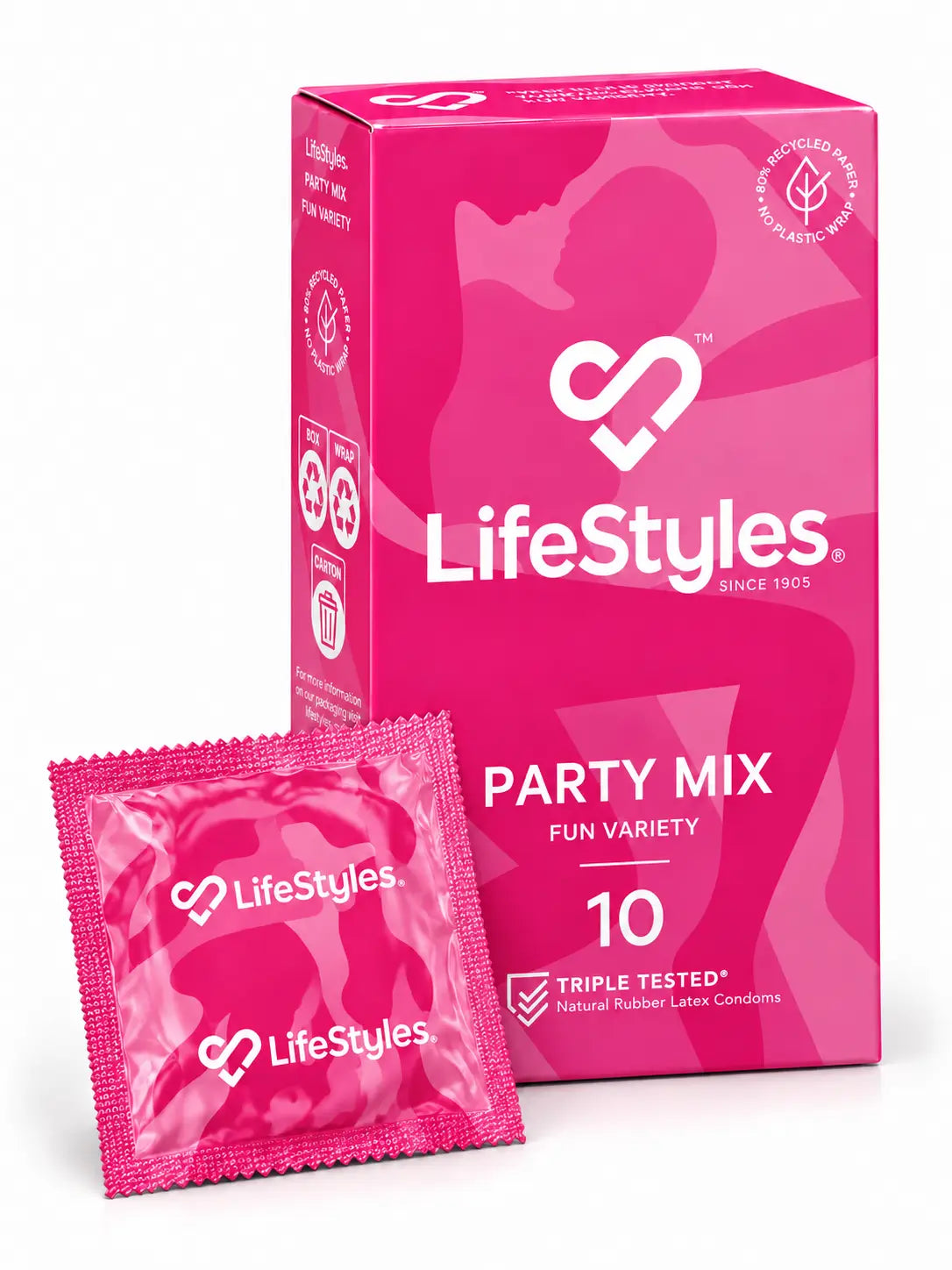 Lifestyles Party Mix Condoms 10 Pack displaying condom foil.