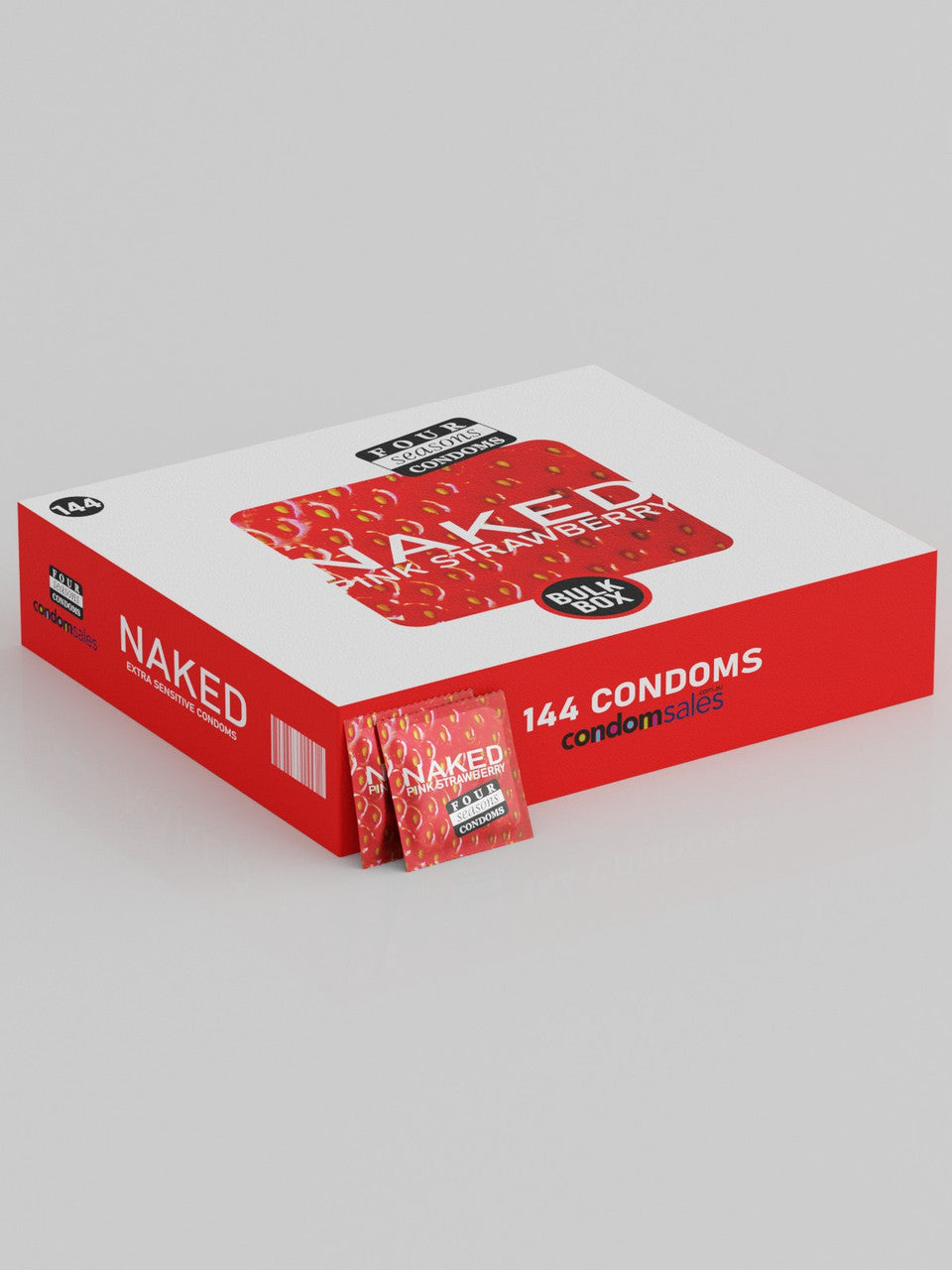 Four Seasons Naked Pink Strawberry Condoms (144 Bulk)