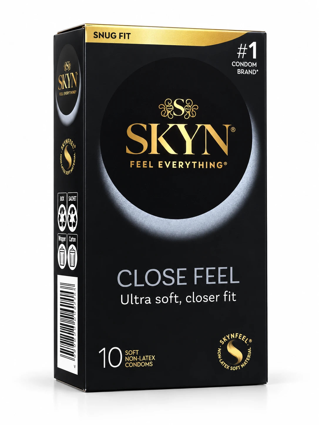 A box of SKYN non-latex Close Feel smaller condoms in a 10 pack