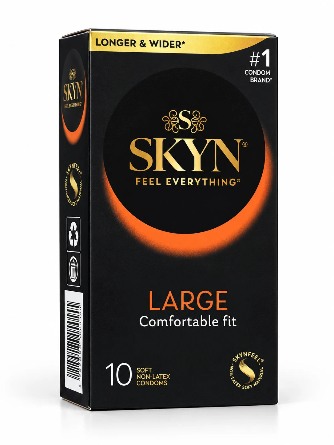 Skyn Large non-lates condoms 10 pack with orange glow