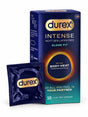 Durex Intense Close Fit condoms 10 pack. A condom designed for people allergic to latex. Foil/sachet shown in the image.
