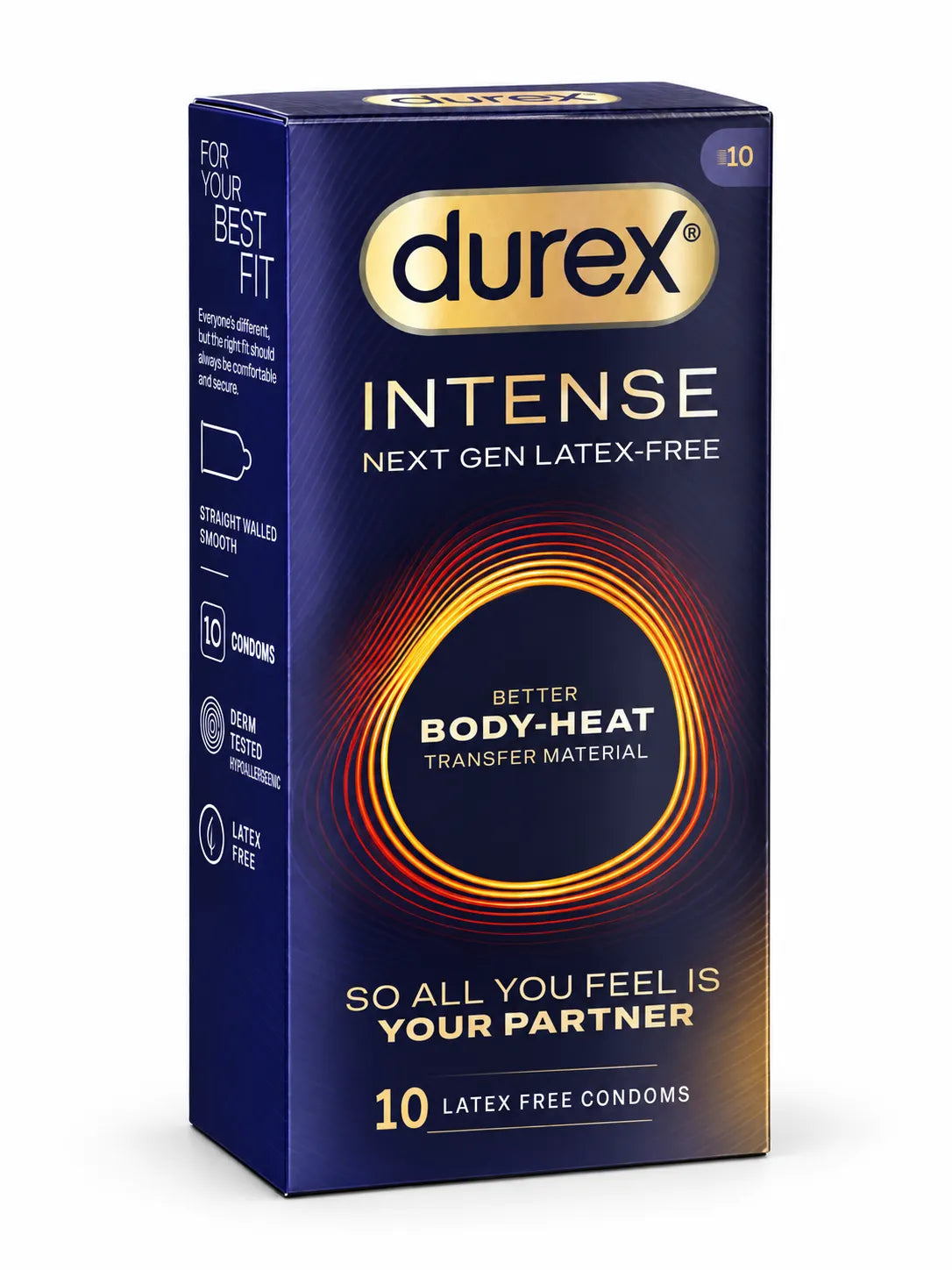 Durex Intense regular sized condoms in a box of 10, latex-free