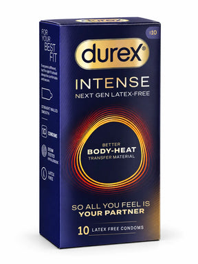 Durex Intense regular sized condoms in a box of 10, latex-free