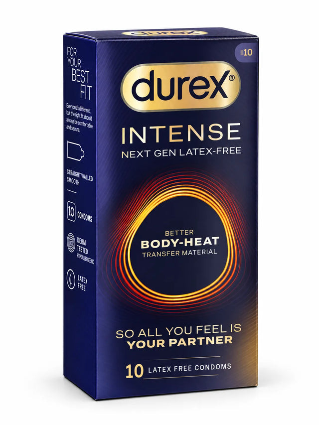 Durex Intense regular sized condoms in a box of 10, latex-free