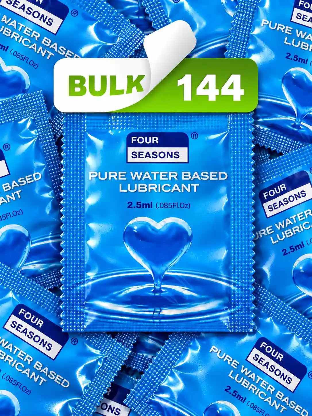Four Seasons 2.5mL Lubricant Sachets in a bulk box of 144