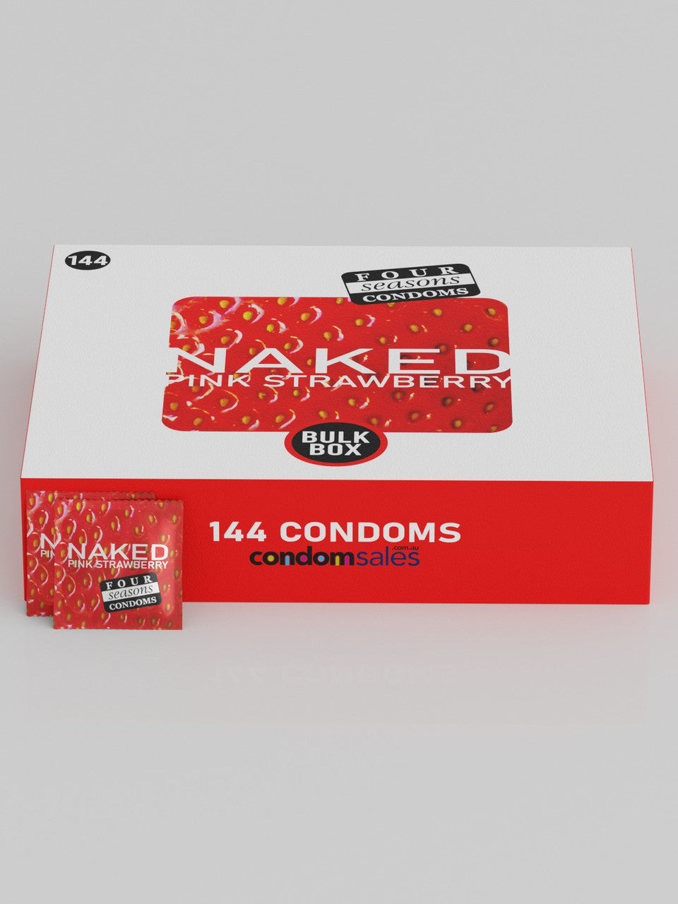 Four Seasons Naked Pink Strawberry Condoms (144 Bulk)