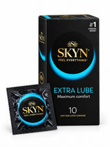 SKYN extra lubricated condoms box and sachet