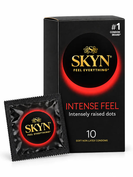 Ansell Intense Feel condoms 10 pack with sachet.