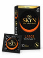 SKYN Large condoms in a 10 pack with black foil displayed