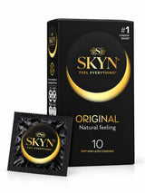 Box of SKYN Original condoms 10 pack with sachet