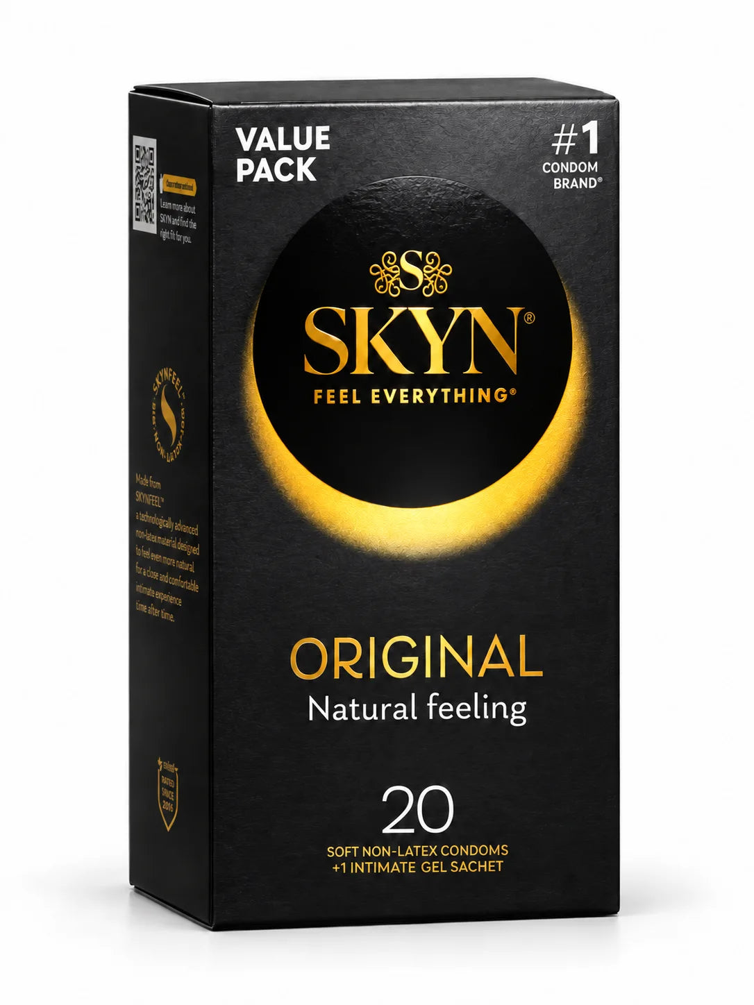 Box of 20 Skyn Original condoms.