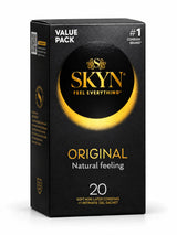 Box of 20 Skyn Original condoms.