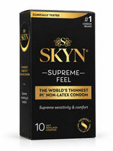 A box of SKYN Supreme Feel non-latex condoms in a box of 10.
