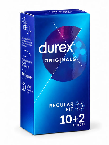 Durex Originals condoms 10+2 pack, regular fit. All round simple safe protection from CondomSales.