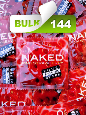 Four Seasons Naked Pink Strawberry Condoms (144 Bulk)  - Buy Bulk Condoms Online