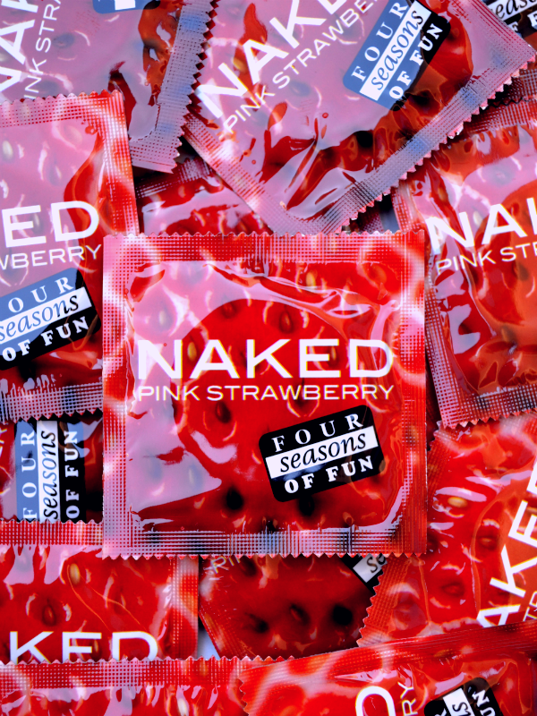 Four Seasons Naked Pink Strawberry Condoms  - Buy Condoms Online