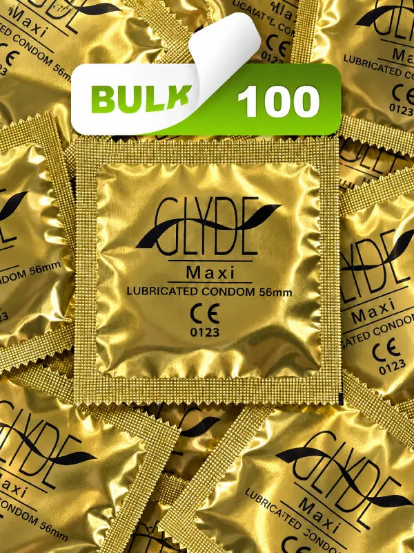 Glyde Maxi condom 56mm gold foil 100 bulk